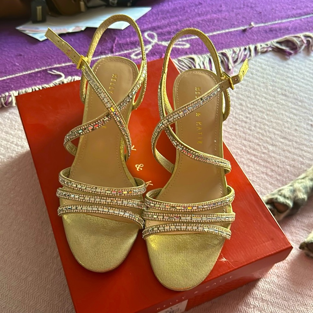 Sparkly, Strappy wedge sandals